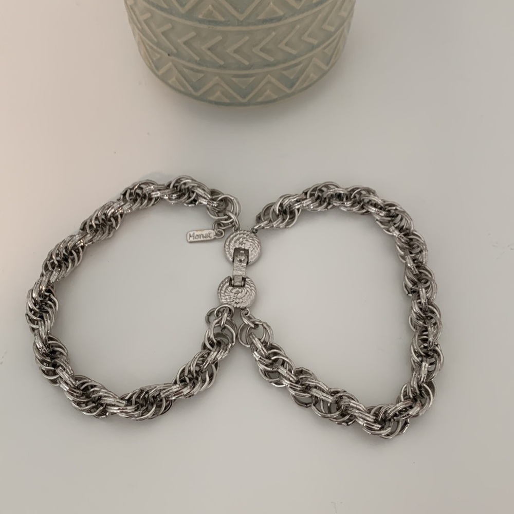 Monet double loop silver tone chain bracelet - Picture 9 of 9